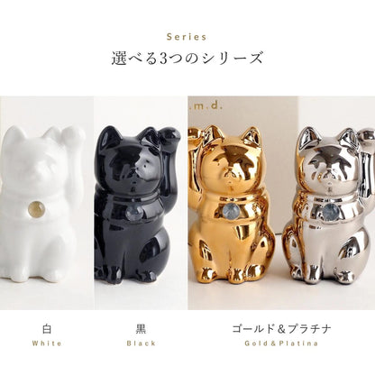 【セミオーダーできる招き猫】招き猫×天然石 Jeramic MANEKINEKO / 白 / 1体 / ギフトボックス付き / 瀬戸焼